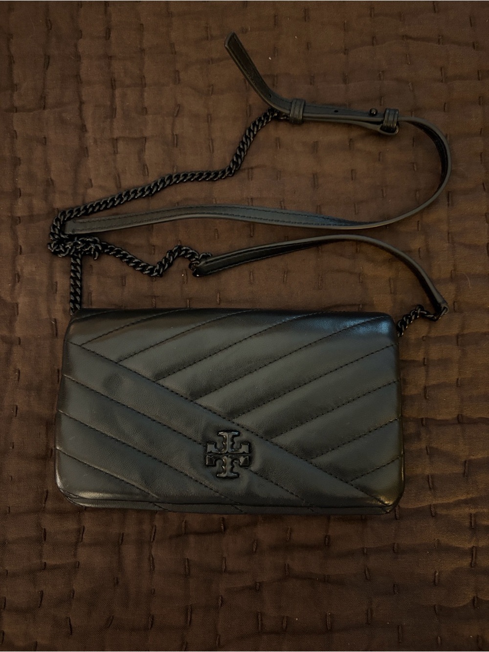 Tory Burch Black Chevron Quilted Chain Crossbody - Picture 2 of 4